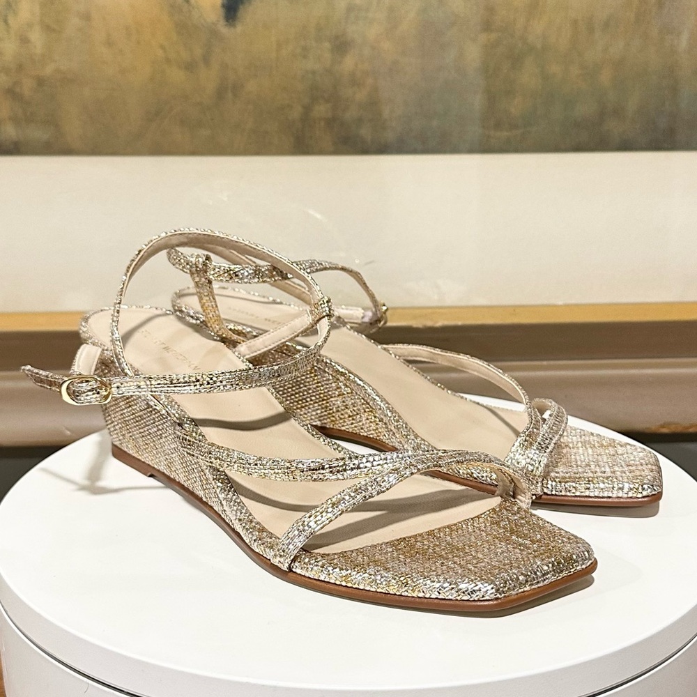 🌹STUART WEITZMAN 🌹 Oasis 50 Wedge Sandal In Gold Size: 9B - Picture 7 of 10